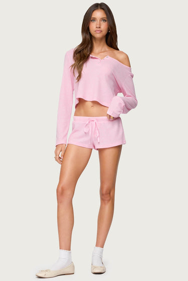 Teddy Cropped Waffle Top