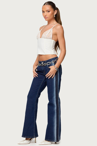 Airbrushed Low Rise Flared Jeans