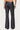 Pinstripe & Faux Leather Low Rise Flared Jeans