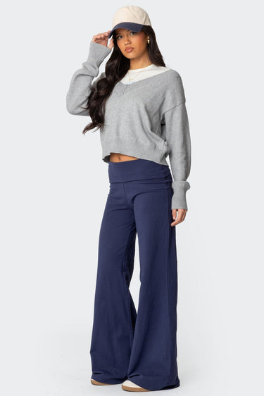 Wide Leg Foldover Pants