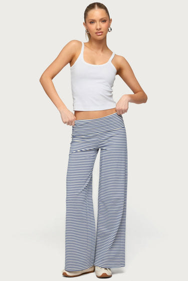 Petite Lilah Striped Fold Over Pants