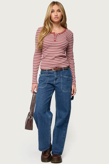 Roma Striped Henley Top