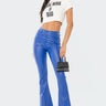 Luna Faux Leather Mid Rise Flared Jeans