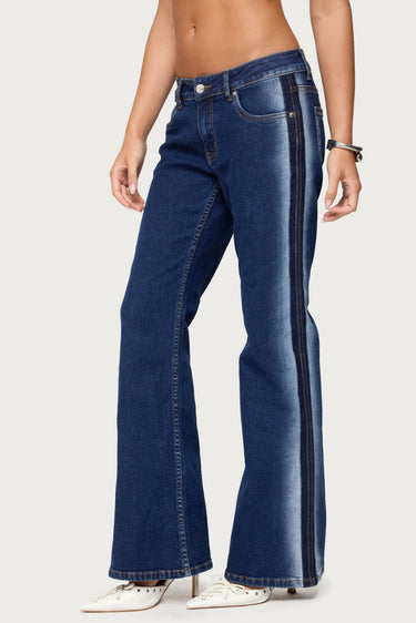Airbrushed Low Rise Flared Jeans