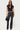 Pinstripe & Faux Leather Low Rise Flared Jeans