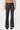Pinstripe & Faux Leather Low Rise Flared Jeans