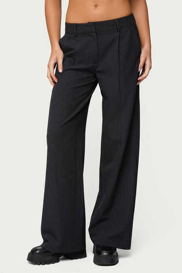 Pinstripe Tailored Straight Leg Pants