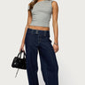 Cuffed Low Rise Straight Leg Jeans