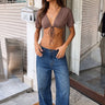Micky Tie V Neck Crop Top
