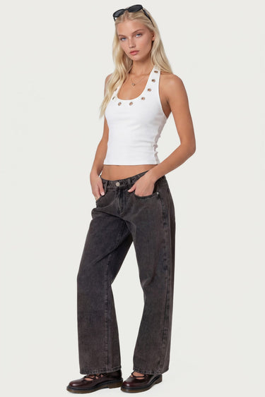 Petite Raelynn Washed Low Rise Baggy Jeans