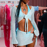 Island Barbie™ Tie Front Glitter Knit Top