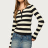 Dea Striped Long Sleeve Henley T Shirt