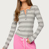Dea Striped Long Sleeve Henley T Shirt