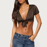 Beki Satin Effect Tie Crop Top