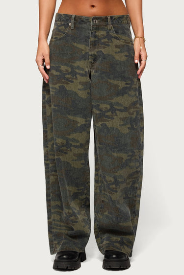 Anna Camo Low Rise Baggy Jeans